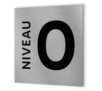 DECOHO - Panneau numéro d'étage - Format 20 cm x 20 cm en Dibond Aluminium brossé - Niveau 0