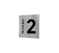DECOHO - Panneau numéro d'étage - Format 20 cm x 20 cm en Dibond Aluminium brossé - Niveau 2