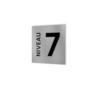 DECOHO - Panneau numéro d'étage - Format 20 cm x 20 cm en Dibond Aluminium brossé - Niveau 7