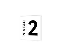DECOHO - Panneau numéro d'étage - panneau signalétique Dibond blanc - pictogramme noir - 20x20 cm - fixation multiple - Niveau 2