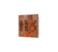 DECOHO - Panneau pictogramme de signalisation fun · Toilettes Trio H/F PMR | Texture Rouille - Marron