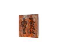 DECOHO - Panneau pictogramme de signalisation · Toilettes Mixtes Humoristique | Texture Rouille - Marron