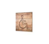 DECOHO - Panneau pictogramme de signalisation · Toilettes PMR | Texture Bois - Marron