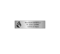 DECOHO - Plaque Boite aux Lettres Decayeux personnalisée - Plastique Argent Lettres Noires - 100x25 mm adhésive 3 Lignes avec Coeur vendé - Argent