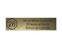 DECOHO Plaque Boite aux Lettres Numero Edelen (99x24mm) Or brossé Lettres Noires - 3 Lignes