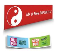 DECOHO - Plaque Boite aux Lettres Personnalisable - Plaque adhésive Plastique 100x25 mm Rouge et Blanc - Gravure Laser précise - Sticker - Rouge