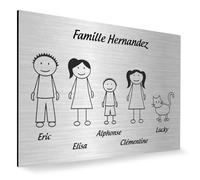 DECOHO - Plaque de Maison personnalisée Family - Plaque boîte aux Lettres Plastique Argent - 5 Membres, Gravure Laser, 12x8 cm, adhésif 3 - Argent