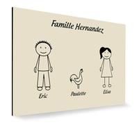 DECOHO - Plaque de Maison personnalisée Family - Plaque boîte aux Lettres Plastique Beige - 3 Membres, Gravure Laser, 12x8 cm, adhésif 3M - Beige