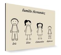 DECOHO - Plaque de Maison personnalisée Family - Plaque boîte aux Lettres Plastique Beige - 4 Membres, Gravure Laser, 12x8 cm, adhésif 3M - Beige