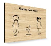 DECOHO - Plaque de Maison personnalisée Family - Plaque boîte aux Lettres Plastique Effet Bois Clair - 3 Membres, 12x8 cm, adhésif 3M, GR - Marron