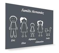 DECOHO - Plaque de Maison personnalisée Family - Plaque boîte aux Lettres Plastique Gris - 12x8 cm, 5 Membres, Gravure Laser résistante - Gris