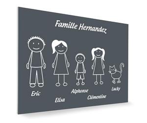 DECOHO - Plaque de Maison personnalisée Family - Plaque boîte aux Lettres Plastique Gris - 12x8 cm, 5 Membres, Gravure Laser résistante - Gris