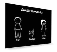 DECOHO - Plaque de Maison personnalisée Family - Plaque boîte aux Lettres Plastique Noire - 3 Membres, Gravure Laser, 12x8 cm, adhésif 3M