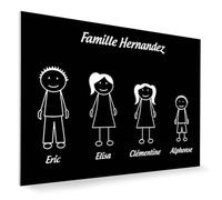 DECOHO - Plaque de Maison personnalisée Family - Plaque boîte aux Lettres Plastique Noire - 4 Membres, 12x8 cm, adhésif 3M, Gravure Laser