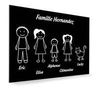 DECOHO - Plaque de Maison personnalisée Family - Plaque boîte aux Lettres Plastique Noire - 5 Membres, Gravure Laser, 12x8 cm, adhésif 3M
