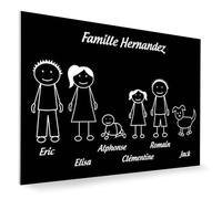 DECOHO - Plaque de Maison personnalisée Family - Plaque boîte aux Lettres Plastique Noire - 6 Membres, Gravure Laser, 12x8 cm, adhésif 3M