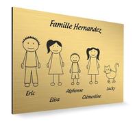 DECOHO - Plaque de Maison personnalisée Family - Plaque boîte aux Lettres Plastique Or - 5 Membres, Gravure Laser, 12x8 cm, adhésif 3M