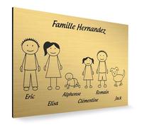 DECOHO - Plaque de Maison personnalisée Family - Plaque boîte aux Lettres Plastique Or - 6 Membres, 12x8 cm, Gravure Laser, adhésif 3M