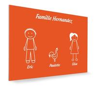 DECOHO - Plaque de Maison personnalisée Family - Plaque boîte aux Lettres Plastique Orange - 3 Membres, 12x8 cm, adhésif 3M, Gravure Lase - Orange