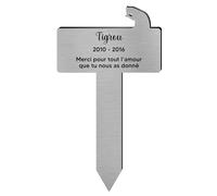 DECOHO - Plaque funéraire Personnalisable pour Animaux Silhouette Couleur Or brossé - Gravure Laser Durable - Chat Assis Couleur Argent b - Or