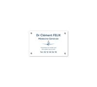 DECOHO - Plaque professionnelle personnalisée avec logo en PVC pour médecin - Blanche lettres bleues Vis + chevilles + cache vis