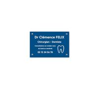 DECOHO - Plaque professionnelle personnalisée avec logo pour dentiste, chirurgien dentiste - Bleue lettres blanches Vis + chevilles + cache vis