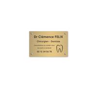 DECOHO - Plaque professionnelle personnalisée avec logo pour dentiste, chirurgien dentiste - Or lettres noires Vis + chevilles + cache vis