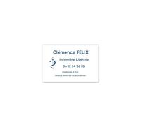 DECOHO - Plaque professionnelle personnalisée avec logo pour infirmière libérale - Blanche lettres bleues Adhésif 3M