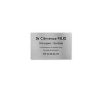 DECOHO - Plaque professionnelle personnalisée en PVC pour dentiste, chirurgien dentiste - Argent lettres noires Adhésif 3M