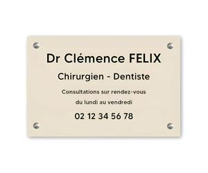 DECOHO - Plaque professionnelle personnalisée en PVC pour dentiste, chirurgien dentiste - Beige lettres noires Vis + chevilles + cache vis
