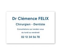 DECOHO - Plaque professionnelle personnalisée en PVC pour dentiste, chirurgien dentiste - Blanche lettres bleues Adhésif 3M