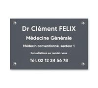 DECOHO - Plaque professionnelle personnalisée en PVC pour médecin - Gris lettres blanches Vis + chevilles + cache vis