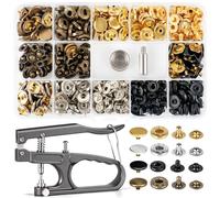 DECOHOME Lot de 100 boutons pression 12,5 mm avec pince robuste | Pince en métal robuste, 4 outils de fixation et boutons-pression en 4 couleurs pour cuir et tissu stratifié jusqu'à 3 mm