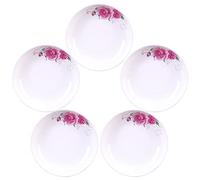 Decohomeforu Lot de 5 assiettes en céramique avec motif rose, 17,8 cm, grandes assiettes à dessert en porcelaine pour steak, pâtes, pizzas, apéritifs (passent au lave-vaisselle et au micro-ondes)