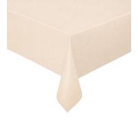DecoHomeTextil Heimtextilmanufaktur Toile cirée, Nappe en Toile cirée, Nappe de Table, Nappe de Jardin, Aspect Lin Verni Beige Rectangulaire 120 x 250 cm Lavable
