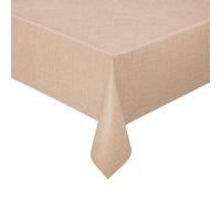 DecoHomeTextil Heimtextilmanufaktur Toile cirée, Nappe en Toile cirée, Nappe de Table, Nappe de Jardin, Aspect Lin Verni Marron Carré 100 x 100 cm Lavable