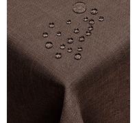 DecoHomeTextil Nappe Aspect Lin, déperlante et antitache, Lavable, Carré 160 x 160 cm Marron foncé, avec Effet Lotus, sans Repassage nécessaire
