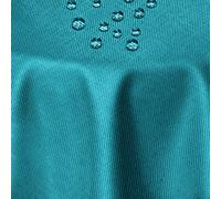 DecoHomeTextil Nappe Aspect Lin, déperlante et antitache, Lavable, Ovale 160 x 260 cm Turquoise pétrole, avec Effet Lotus, sans Repassage nécessaire