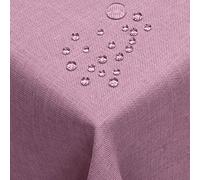 DecoHomeTextil Nappe Aspect Lin, déperlante et antitache, Lavable, Rectangulaire 110 x 160 cm Violetavec Effet Lotus, sans Repassage nécessaire