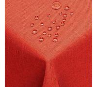 DecoHomeTextil Nappe Aspect Lin, déperlante et antitache, Lavable, Rectangulaire 160 x 320 cm Orange, avec Effet Lotus, sans Repassage nécessaire