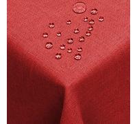 DecoHomeTextil Nappe Aspect Lin, déperlante et antitache, Lavable, Rectangulaire 160 x 320 cm Rouge foncé, avec Effet Lotus, sans Repassage nécessaire