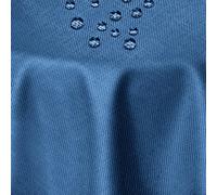 DecoHomeTextil Nappe Aspect Lin, déperlante et antitache, Lavable, Rond 140 cm Bleu foncé, avec Effet Lotus, sans Repassage nécessaire