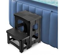 DECOHS Marchepied Pliable pour Spa et Jacuzzi, antidérapant, échelle de Piscine, escalier Universel pour extérieur et intérieur, terrasse, marchepieds de terrasse, Accessoires de Piscine, Noir