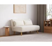 DecoInParis Banquette Convertible 2 Places en Tissu Effet Peau de Mouton Blanc écru Tonka