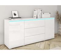 DecoInParis Buffet Commode 2 Portes 3 tiroirs Blanc avec LED - Alexia