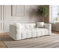 DecoInParis Canapé 3 Places Effet Peau de Mouton Blanc écru Bella