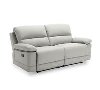 DecoInParis Canapé 3 Places Relax Manuel en Simili Cuir Gris Clair Dany