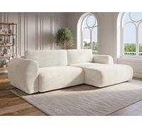 DecoInParis Canapé d'angle Convertible avec Coffre en Velours Gros côtelé Doux Beige Tilda - Angle Droit