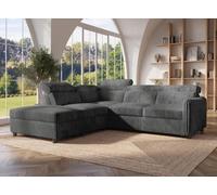 DecoInParis Canapé d'angle Convertible en Velours côtelé épais Gris Nairobi - Angle Gauche