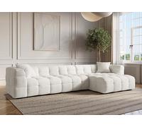 DecoInParis Canapé d'angle Effet Peau de Mouton Blanc écru Bella - Angle Droit